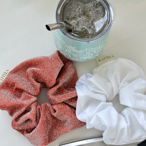 Scrunchie Brillo Color Blanco
