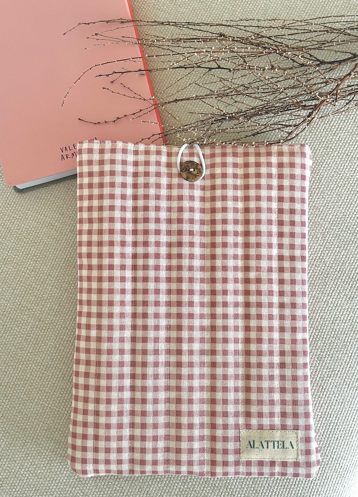 Funda para Libros/Tablet/I-Pad Diseño "Cuadrillé Rosa"